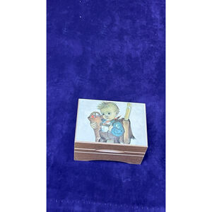 Vintage Wooden Lador Music Box. Hummel Picture on Top. Made in Switzerland.